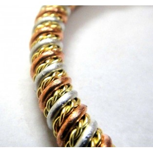 PLAIN Copper & Brass Twisted Braid Cuff Bracelet Wristlet Wristband - 7 mm Thick